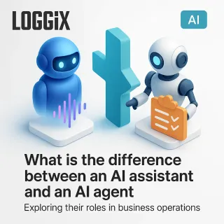 What is the difference between an AI assistant and an AI agent in business operations?