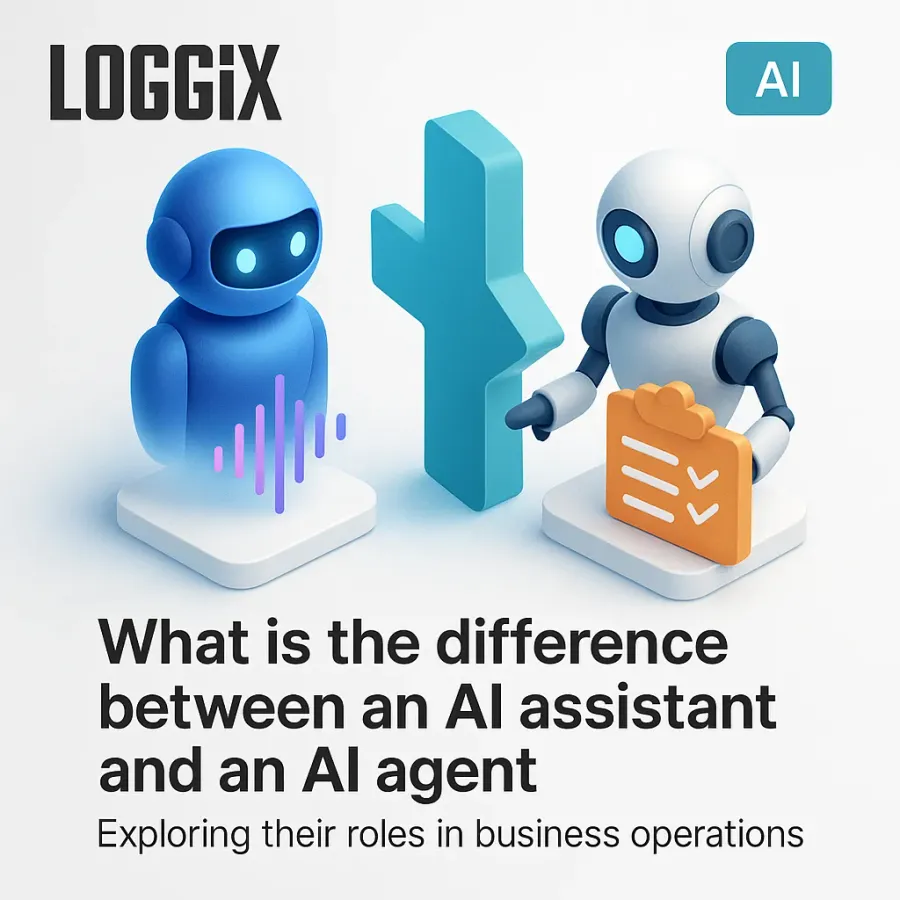 What is the difference between an AI assistant and an AI agent in business operations?