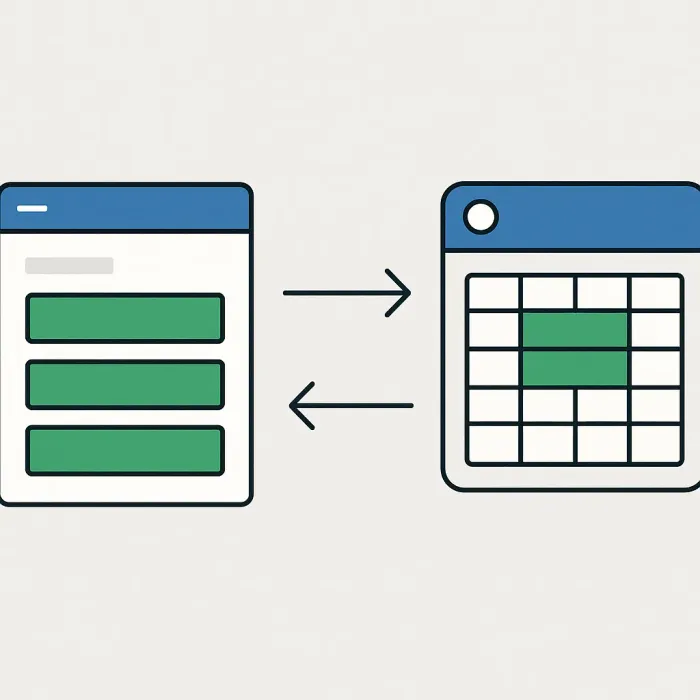 two separate systems with arrows showing duplicate data entry between them