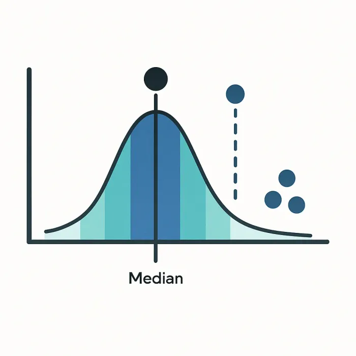 Distribution chart of lead times showing median, 80th percentile, and outlier cluster