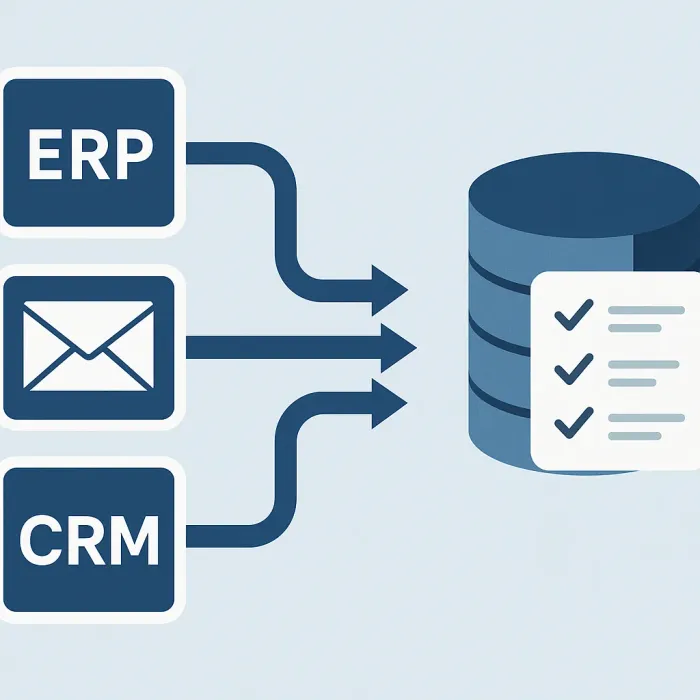 ERP email CRM sending automated task triggers into single queue database
