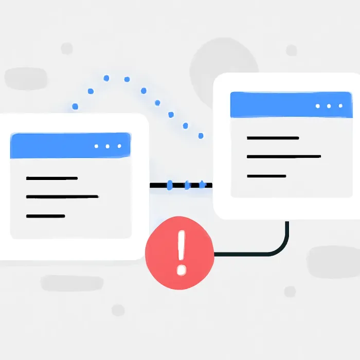 two connected systems with controlled data flow and error handling between them