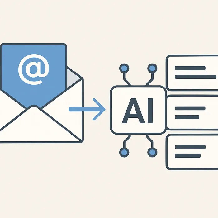 inbound emails being read by an AI classifier and turned into structured records