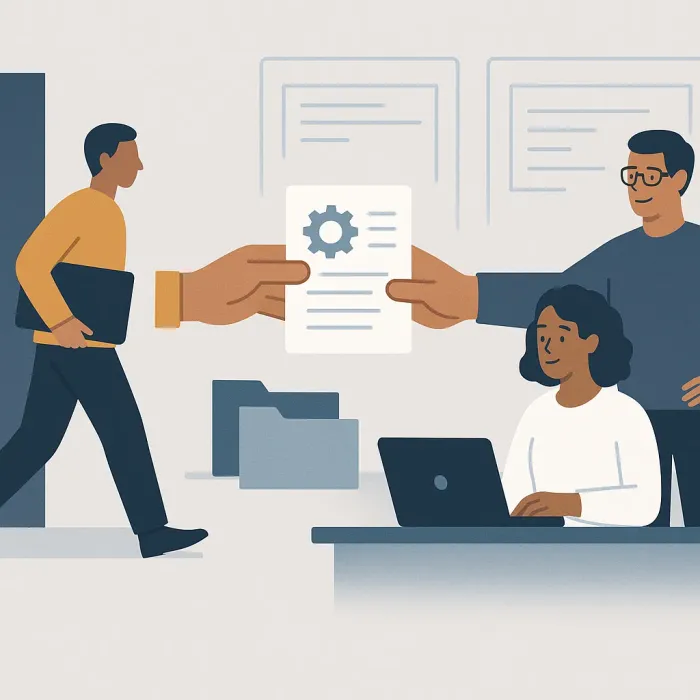 one developer leaving, a documented system handed smoothly to a new team