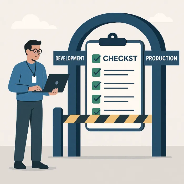 developer checklist gate between development test and production environments
