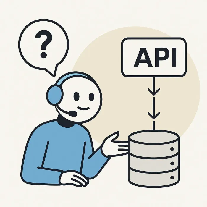 AI assistant querying a small API layer that reads from a database