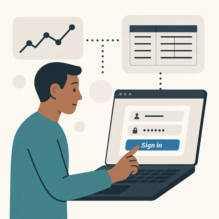 customer logging into a portal that pulls live data from a back-office ERP