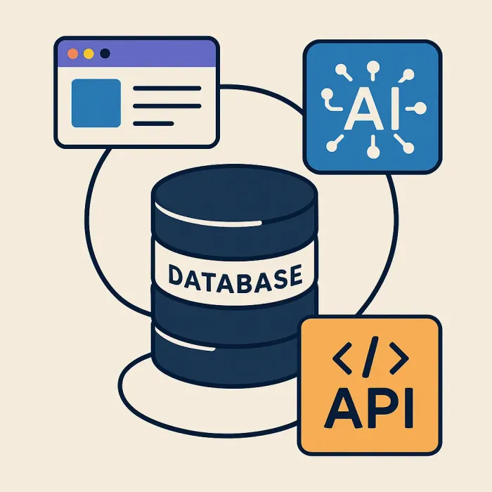 old FileMaker database core staying intact while modern UI, AI, and API layers attach around it