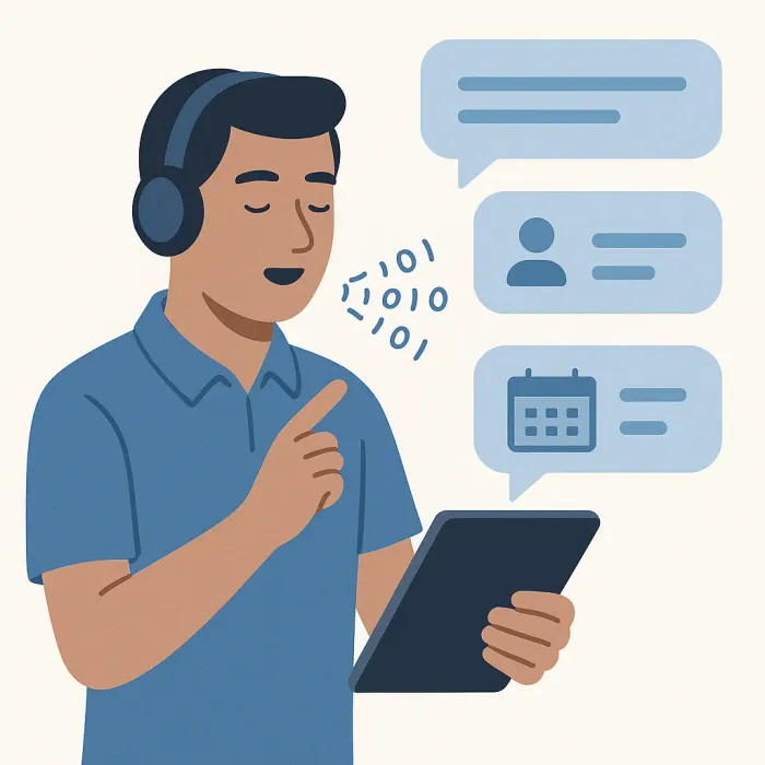 technician on tablet dictating a note that becomes structured data fields