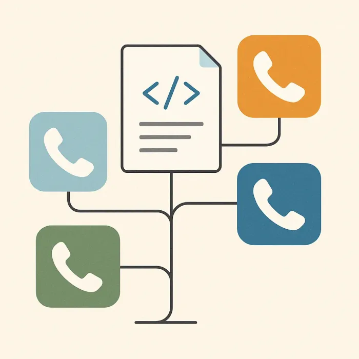 one script connected by lines to four different calling modules