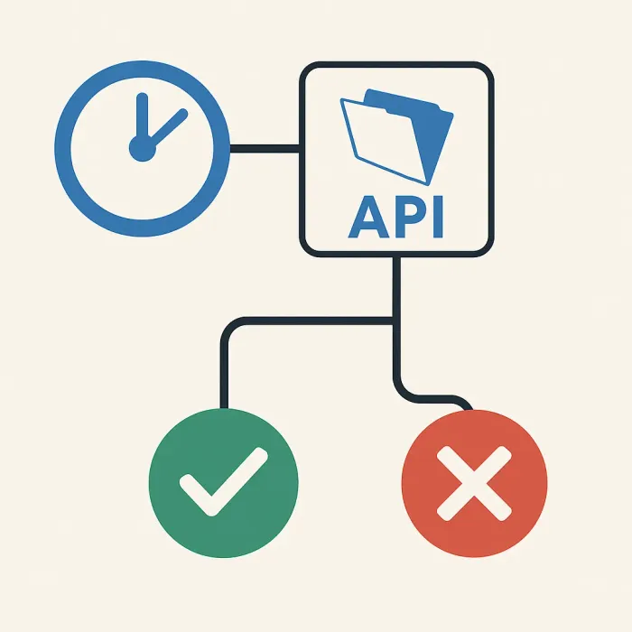 clock trigger node connecting to FileMaker API and branching success/failure