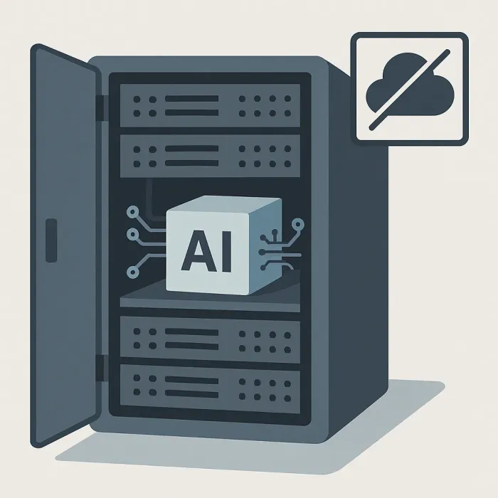 small AI model box inside a company server, no cloud connection