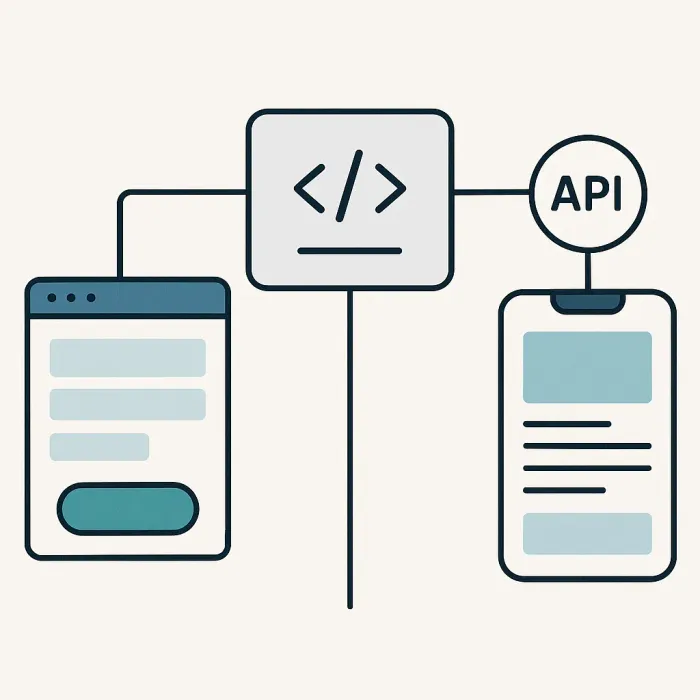 Central script module called from layout button, API connector, and mobile interface — single source of truth