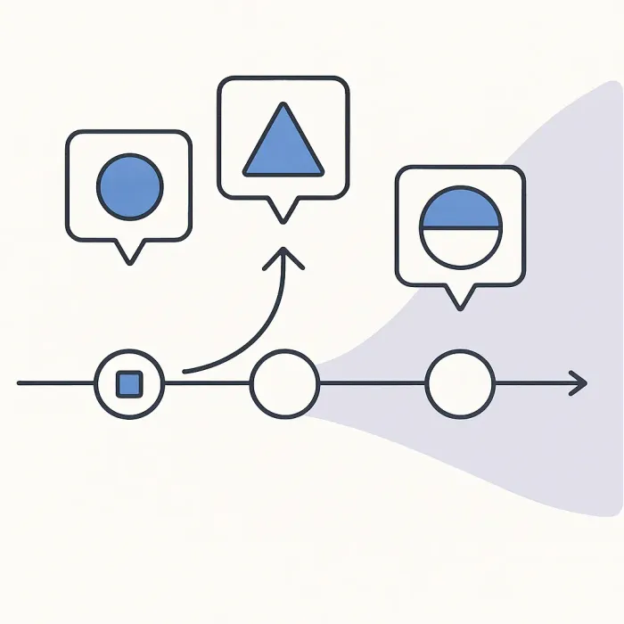 timeline diagram showing scope expanding with each new feature request added